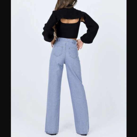 Princess Polly Rosalie Straight Leg Slit Jeans 4 - Picture 5 of 9